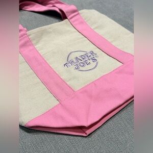 Trader Joe's Pink-Trim Canvas Mini Tote